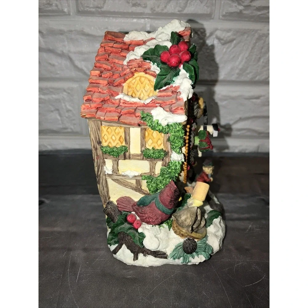 Animated Music Box Ceramic Christmas Clock Figure house Elves 6
